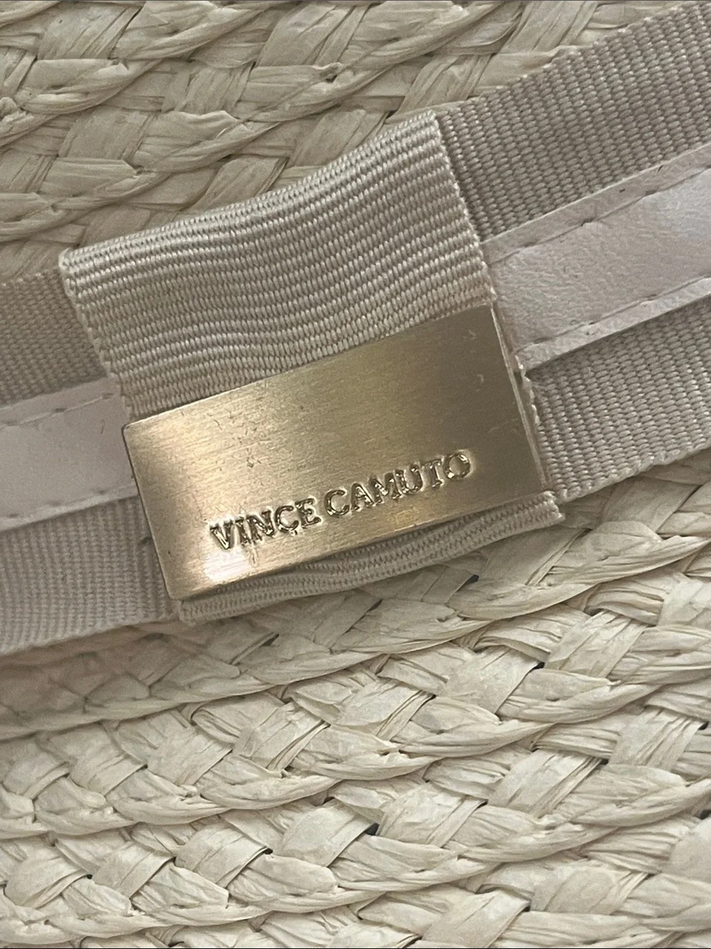 Vince Camuto Cream Straw Fedora with Grosgrain Band